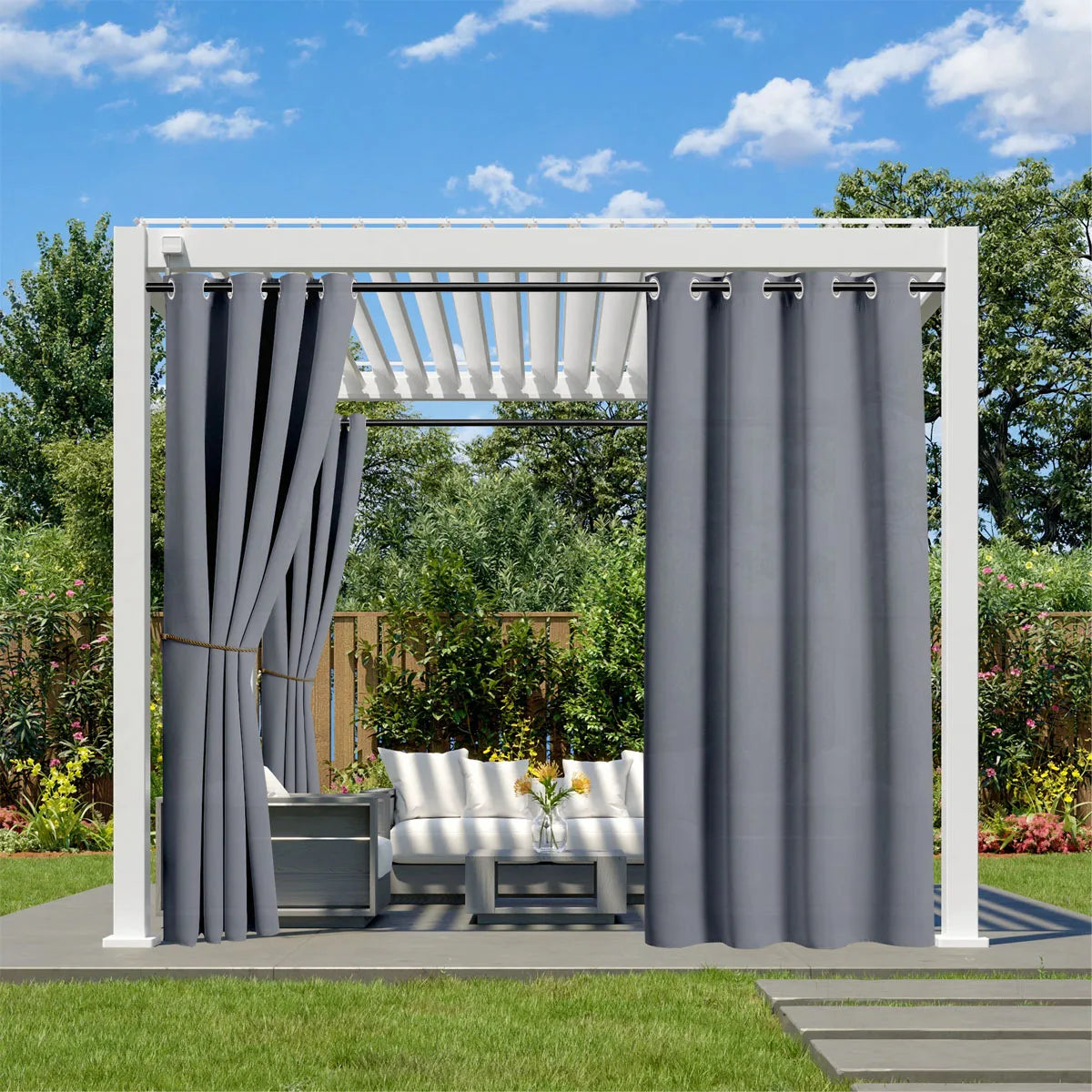 1PC, Waterproof Outdoor Grommet Curtain For Patio Gazebo Front Porch Pergola