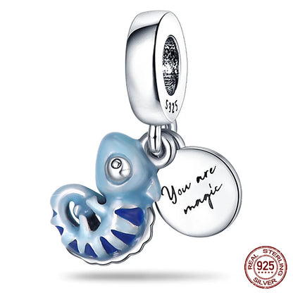 Ocean Series - Original Genuine 925 Sterling Silver Turtle Crab Mermaid Charm Beads Suitable for 3mm Bracelet DIY Making Pendant