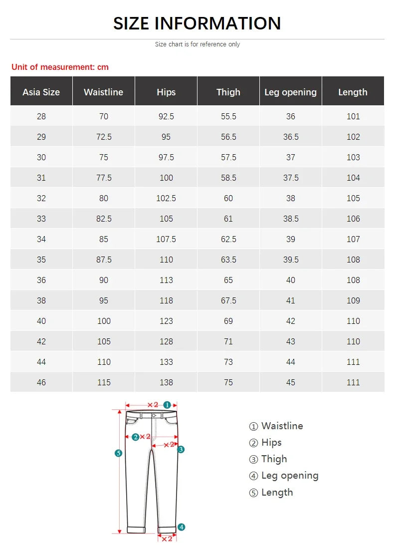 2025 Spring Autumn Men's Straight Jeans Denim Pants Classic Style Business Stretch Casual Trousers Large Size 40 42 44 46