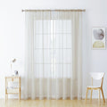 2PCS, Sheer White Curtains 2 Panels Set,  Rod Pocket Voile Fimly Sheer Drapes for Living Room/Bedroom