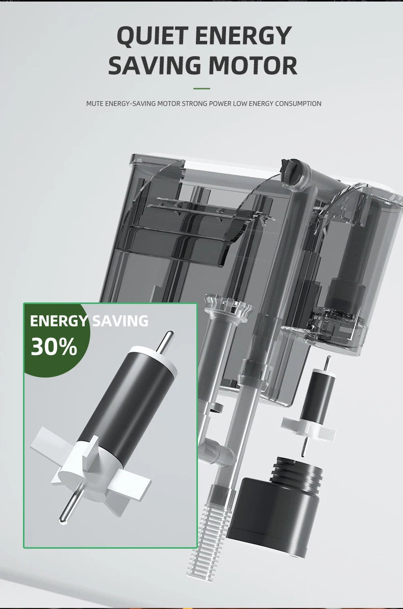 3/4/5/6W Wall Mounted Aquarium Filter Waterfall Filter for Small Fish Tank Filtering Equipment with Filter Media and Circulating