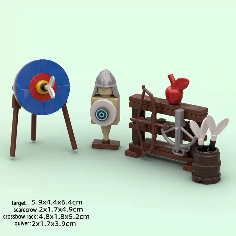 MOC Notice Board Building Blocks Bee Farm Fountain Bonfire Stove Medieval Town Street View Water Wall Bridge Road Sign Brick Toy