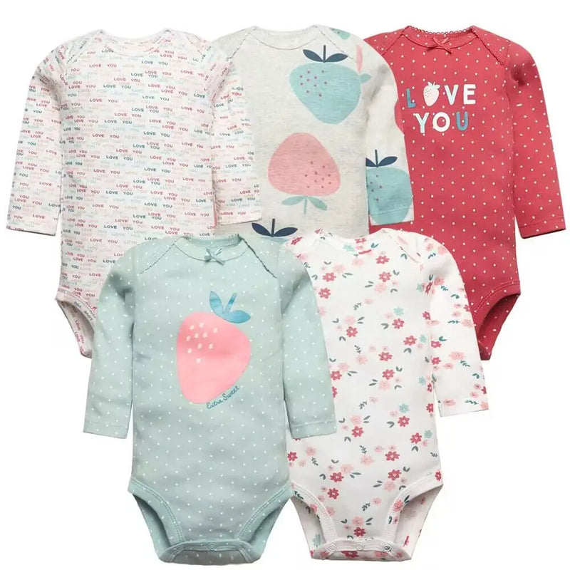Conjunto de 5 piezas de monos para bebé niño y recién nacido, ropa para niña pequeña, 100 % algodón, suave, con dibujos animados