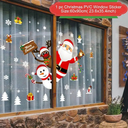 Christmas Window Stickers for Kids Room, Wall Decals, Merry Christmas Decorations for Home, New Year 