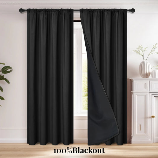 Cortina opaca 100 % con bolsillo para varilla, ideal para sala de estar, dormitorio, cocina, ventana y sala de estar.