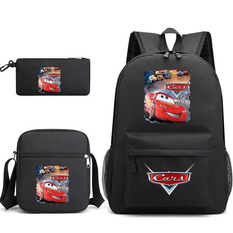 3pcs Disney Pixar Cars Lightning McQueen Students Backpacks Schoolbags Pencil Case Shoulder Bags Boys Girls School Bags Sets