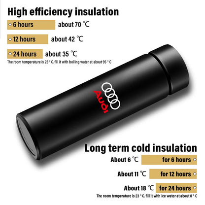 1pc Thermos Bottle Smart Cup With Temperature Display 304 Stainless Steel Vacuum Insulated Intelligent Cup For Audi S Line A1 A2