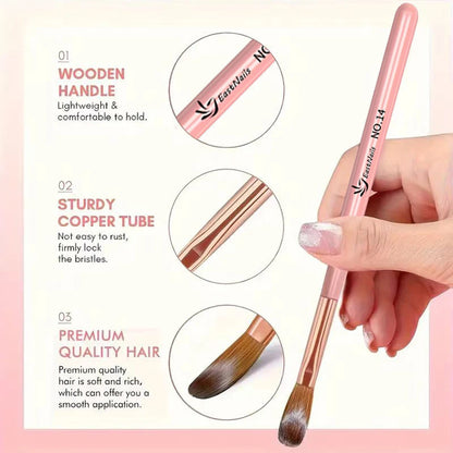Pink Handle Acrylic Nail Brush Size 16/18/22 mm Acrylic Application Nail Brushes Pen Professional Powder Extension Carving