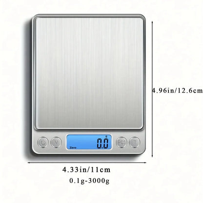 Báscula digital de cocina de 3000 g/0,1 g, pequeña, para joyería, alimentos, gramos y onzas.