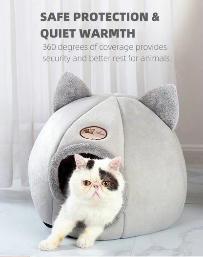 Pet bed with cat ears cat bed for small medium large cats Keep warm in winter  Comfortable and soft Machine washable