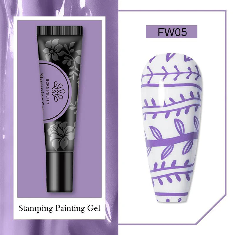 BORN PRETTY 1 Bottle 8ml Stamping Gel Polish Black White Gold Silver Nail Stamping Gel Printing Polish Soak Off Gel Varnish