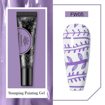 BORN PRETTY 1 Bottle 8ml Stamping Gel Polish Black White Gold Silver Nail Stamping Gel Printing Polish Soak Off Gel Varnish