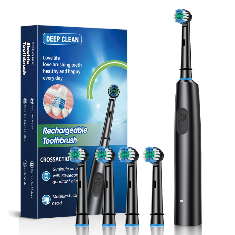 Rotation Electric Toothbrush with 8 Brush Heads Fast Charging Toothbrushes 5 Modes Rechargeable Toothbrush for Adult Oral Care