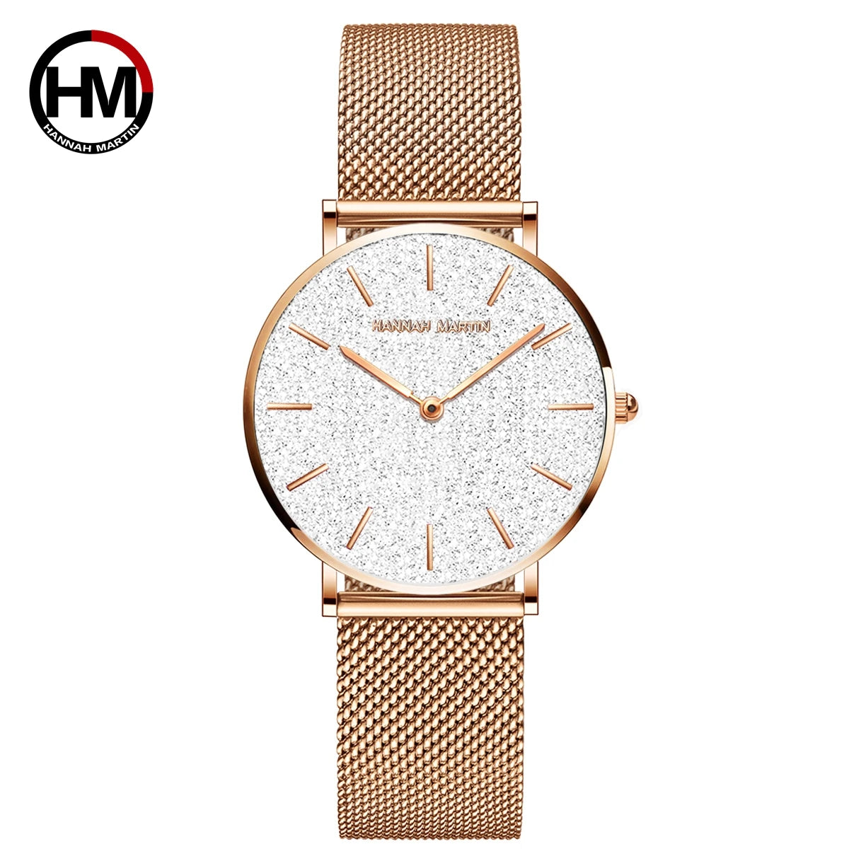 HANNAH MARTIN Women Watch Nordic Minimalist Japan Quartz Movement 3Bar Waterproof Women 36mm Full Rose Gold Dropshipping Watches
