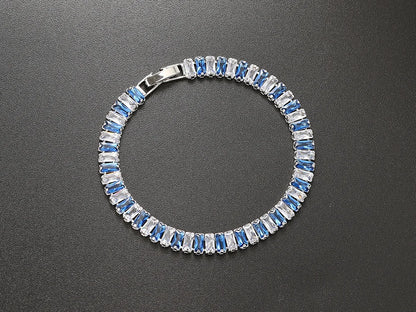 Pulseras de tenis de cristal arcoíris para mujer, color plata Kpop, regalos para amigas, cadena de brazalete de circonitas coloridas, joyería para la mano H167-M