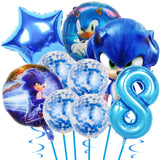 Sonic the Hedgehog Fontes do partido, Foil Balões, Látex Balões Kit, Decorações de aniversário, Balões Número, Decoração Presentes, 32"