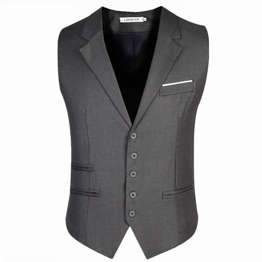 Chalecos de vestir M-6XL para hombre, chaleco de traje ajustado para hombre, chaleco informal sin mangas, chaqueta formal de negocios, talla grande