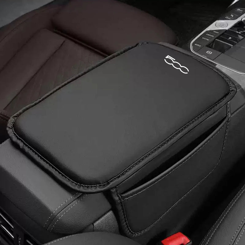 Center Console Arm Rest Protector Leather Car Armrest Box Pad Storage Pocket For Fiat 500 500C 500S 500X Abarth Car Accessories