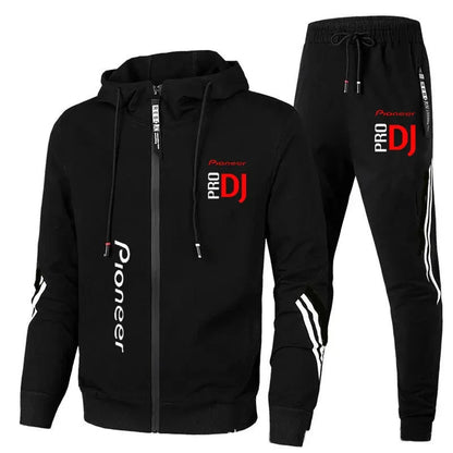 Spring and Autumn Pioneer Pro DJ Fashion Zipper Hooded Sweater Casual Sports Wear Men's Formal Pants Set