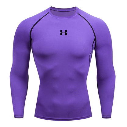 Men Running Compression T Shirt Long Sleeves Sport Tee Gym Fitness Sweatshirt Male Jogging Workout Homme Athletic Shirt Tops 