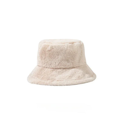 Winter Rabbit Plush Fisherman Hats for Women Girl Bucket Hat  Windproof Leopard Soft Faux Fur Wide Brim Lady Women Artist Cap