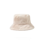 Winter Rabbit Plush Fisherman Hats for Women Girl Bucket Hat Windproof Leopard Soft Faux Fur Wide Brim Lady Women Artist Cap