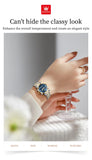 Relógio feminino Olevs de luxo quartzo a prova de agua calendário de pontos elegantes em estilo diamante