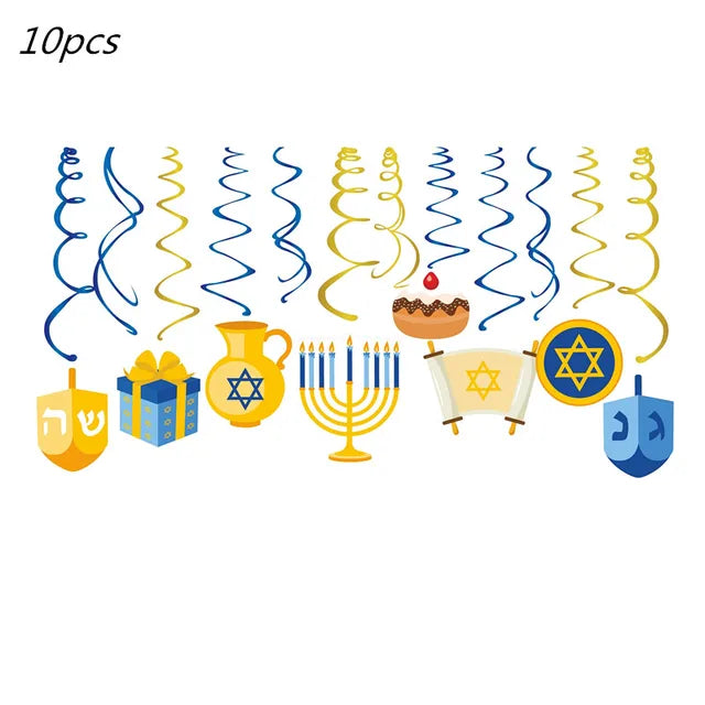 Disposable Jewish Hanukkah Supplies, Cutlery Set, Plates, Napkins, Cup, Festival Party Decorations 