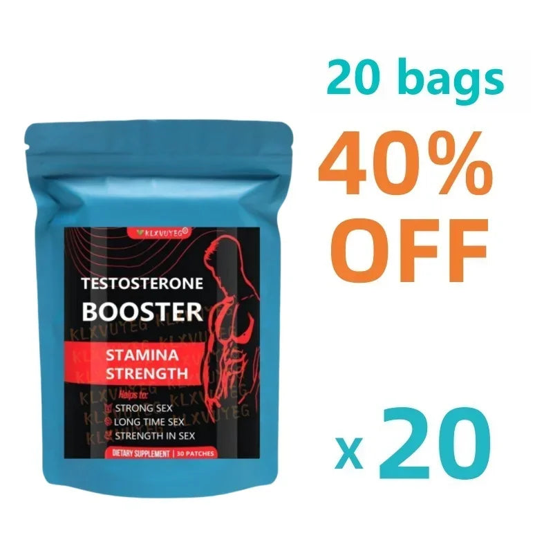 Testosterone Booster Transdermal Patches For Men, Increase Strength, Stamina, Energy, 30 Patches/bag