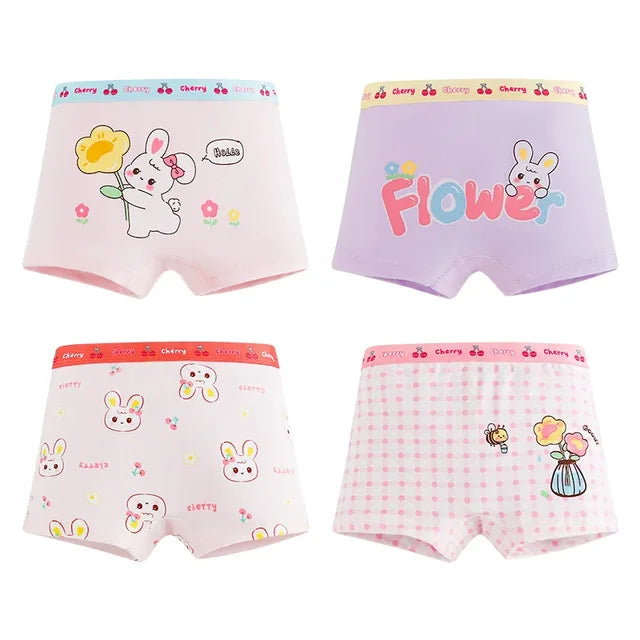 Children's Pure Cotton Briefs Women's Mid-waisted Shorts Four Corners Comfortable Breathable Underpants for Baby Girls Boys 