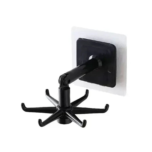 1pc 360 Degree Rotatable PP Punch Free Six-Claw Hook Kitchen Spatula Spoon Storage Wall Mounted Hanger