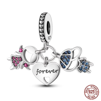Ocean Series - Original Genuine 925 Sterling Silver Turtle Crab Mermaid Charm Beads Suitable for 3mm Bracelet DIY Making Pendant