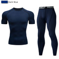 Traje deportivo de compresión para hombre, conjunto deportivo ajustado de yoga, entrenamiento en gimnasio, jogging, ropa deportiva MMA, pantalones de entrenamiento, traje deportivo (2 piezas) 