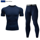 Traje deportivo de compresión para hombre, conjunto deportivo ajustado de yoga, entrenamiento en gimnasio, jogging, ropa deportiva MMA, pantalones de entrenamiento, traje deportivo (2 piezas) 