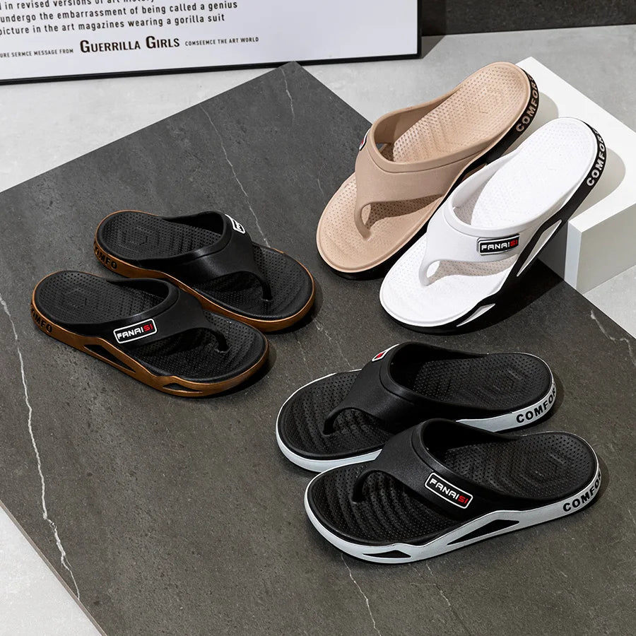 Fashion Men's Slippers Summer Outdoor Flip-Flops Non-slip Indoor Bathroom Couple Leisure Beach Sandals