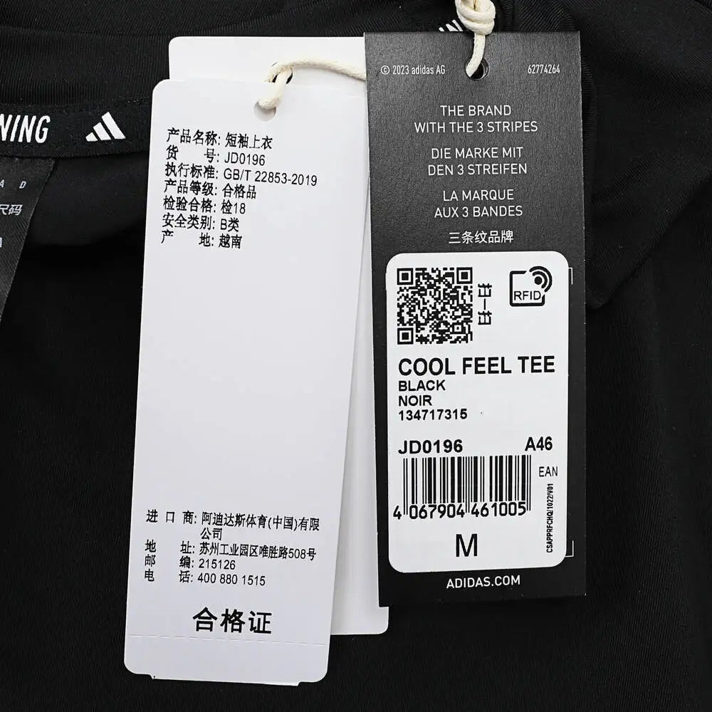 Adidas 2024 Men's COOL FEEL TEE Black Round Neck Short T Shirt JD0196