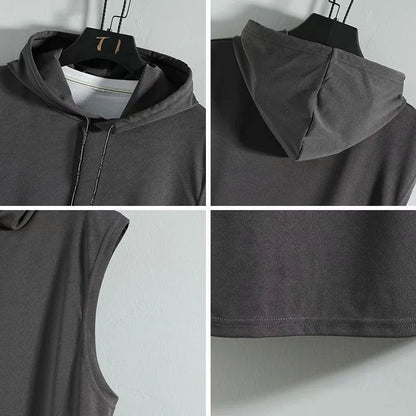 M-3XL regata masculina colete sem mangas camisetas com capuz masculino t camisa ginásio exercício esportes camisa de golfe estilo coreano casual cor sólida