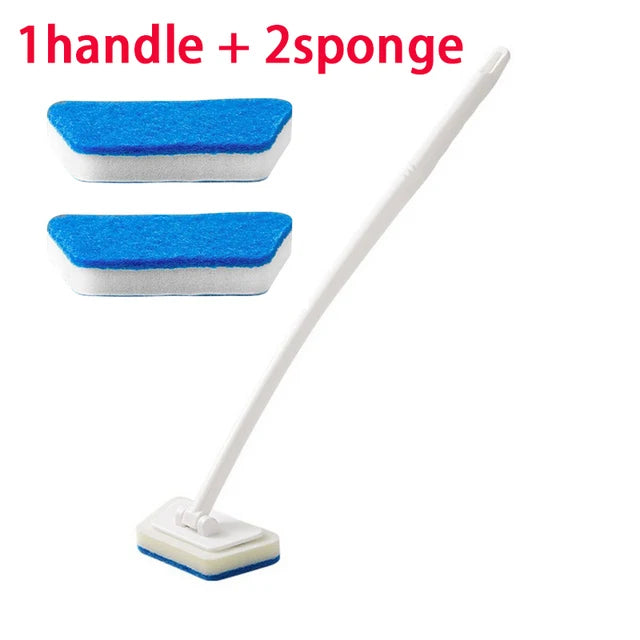 Cepillo de limpieza de esponja para baño, herramienta multifuncional, mango largo, extraíble, para el hogar, para bañera, azulejos de cerámica.