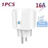 Tuya WiFi Smart EU Plug, Power Monitor, Remote Control, SmartLife APP, Works with Alexa, Yandex Alice, Google Assistant, 16A, 20A 