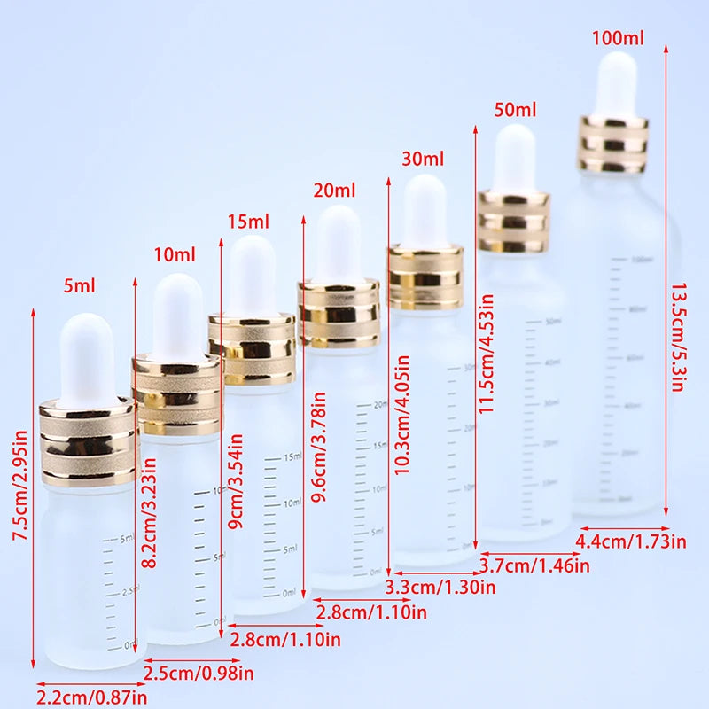 5ml-100ml Dropper Bottles With Scale Reagent Eye Drop Sanding Glass Aromatherapy Liquid Pipette Bottle Refillable Bottles Travel