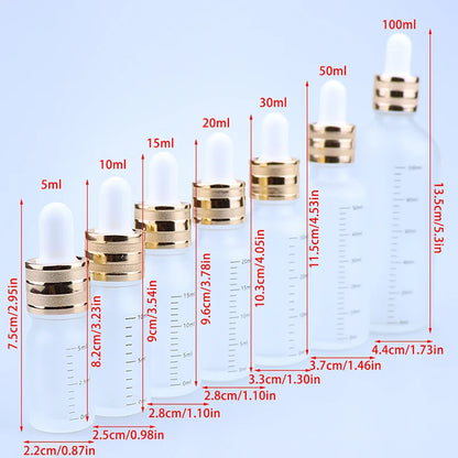 5ml-100ml Dropper Bottles With Scale Reagent Eye Drop Sanding Glass Aromatherapy Liquid Pipette Bottle Refillable Bottles Travel