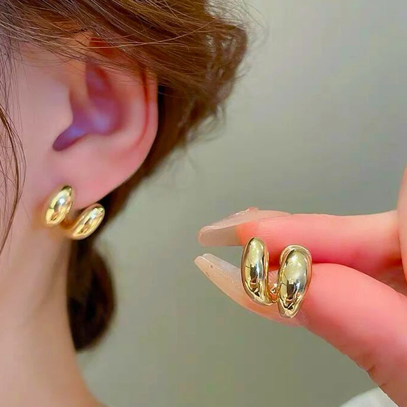Blue Heart Shaped Zircon Long Tassel Gold Color Ear Wire for Women Elegant Exquisite Temperament Ladies Wedding Party Jewelry