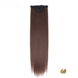 Kit 4 peças extensões de cabelo liso 60cm clip in aplique sintético ombre castanho e louro