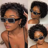 Pixie Cut Wig Short Curly Human Hair Wigs Brazilian Wig Cheap Remy Hair 13X1 Transparent Lace Wigs For Women Sale