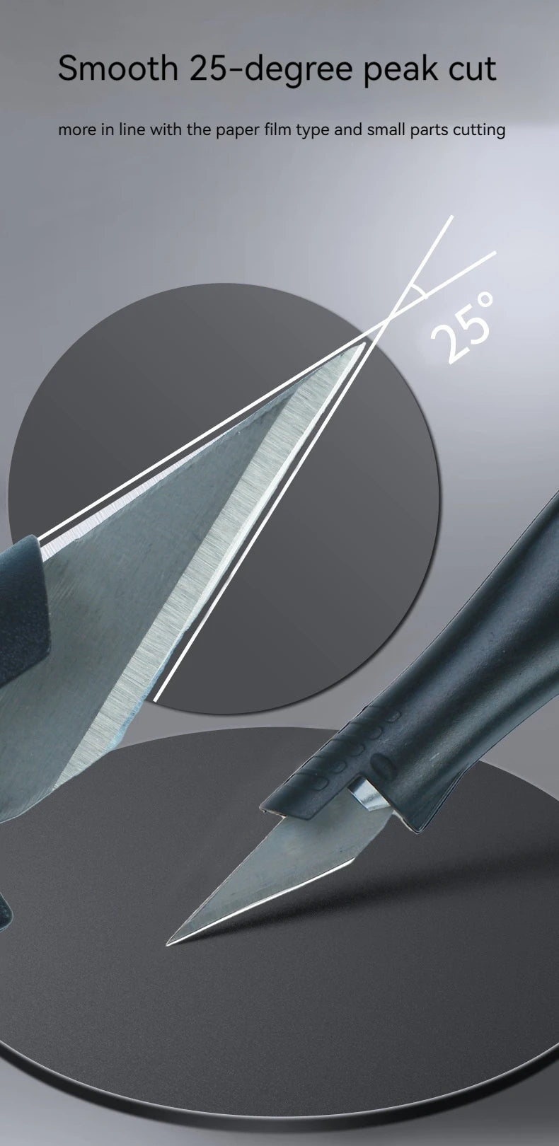 Cuchillo para trinchar con mango de aluminio en forma de bolígrafo, incluye 5 hojas con diseño de herradura que puedes reemplazar tú mismo.