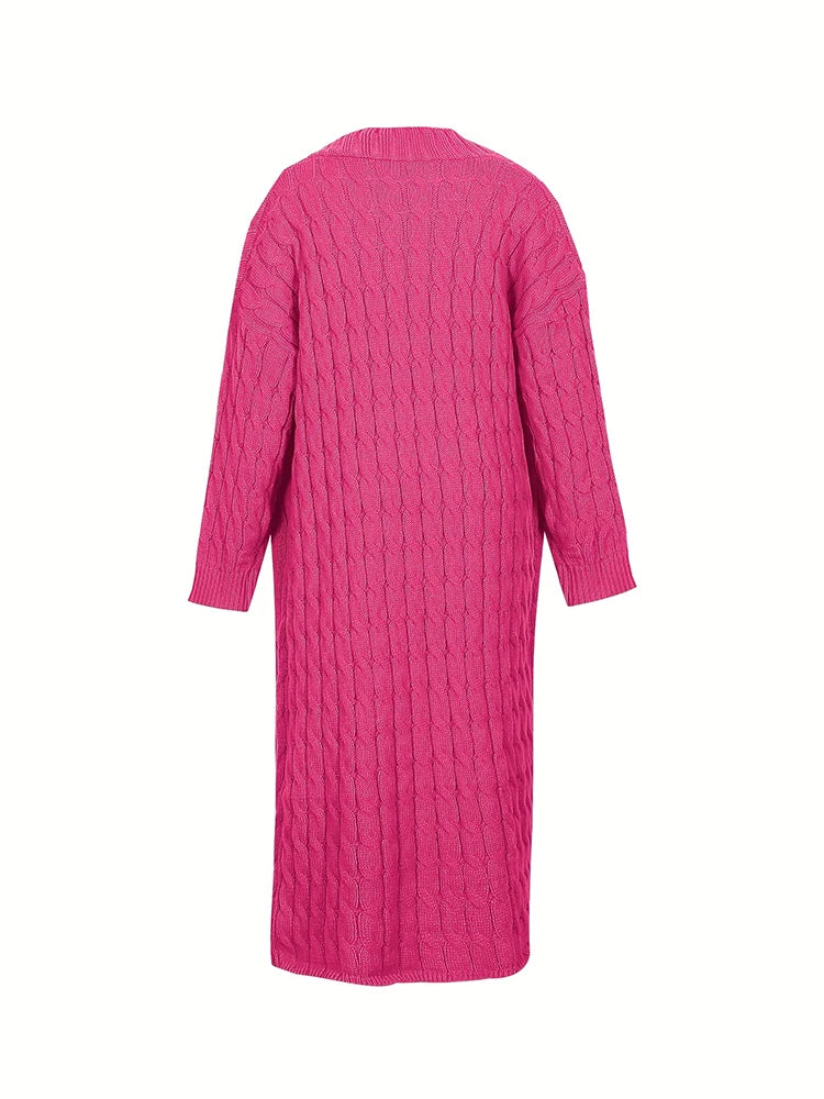 Plus Size Women's Sweater Fashion Casual Cardigan Solid Colour Knitted Sweater Cardigan with Pocket Autumn and Winter Best