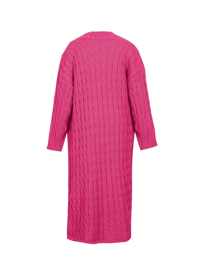 Plus Size Women's Sweater Fashion Casual Cardigan Solid Colour Knitted Sweater Cardigan with Pocket Autumn and Winter Best