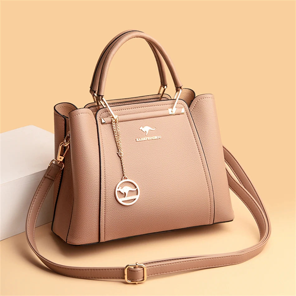 2024 Luxury Women Designer 3 Layers Shoulder Crossbody Bag Ladies Large Capacity Leather Handbags Shopper Brand Messenger Totes