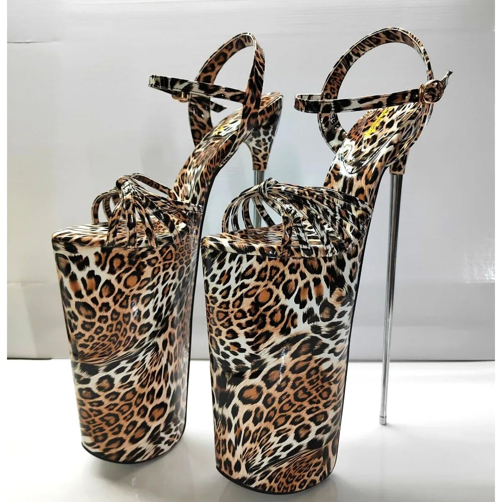 New Super High Thin Heels 30 Cm Steel Heels Large Size Women's Sandals Suede Black Buckle Sky-high Sexy Shoes platform sandals