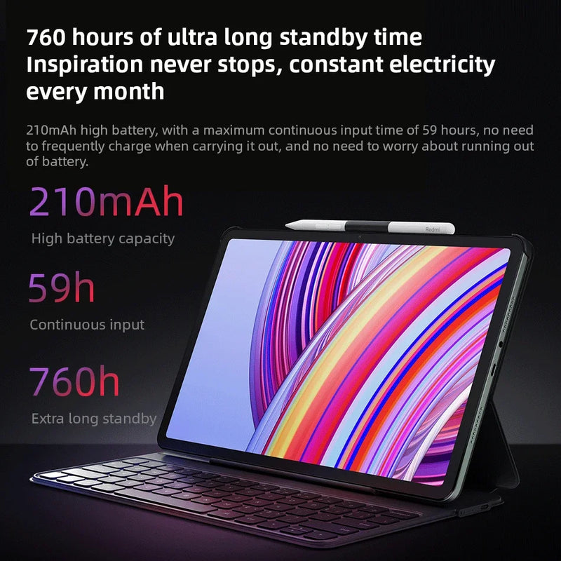 Original Redmi Pad Pro Keyboard Case For Redmi Pad Pro 12.1" Bluetooth 64-key 760H Ultra Long Standby Time Protective Cases